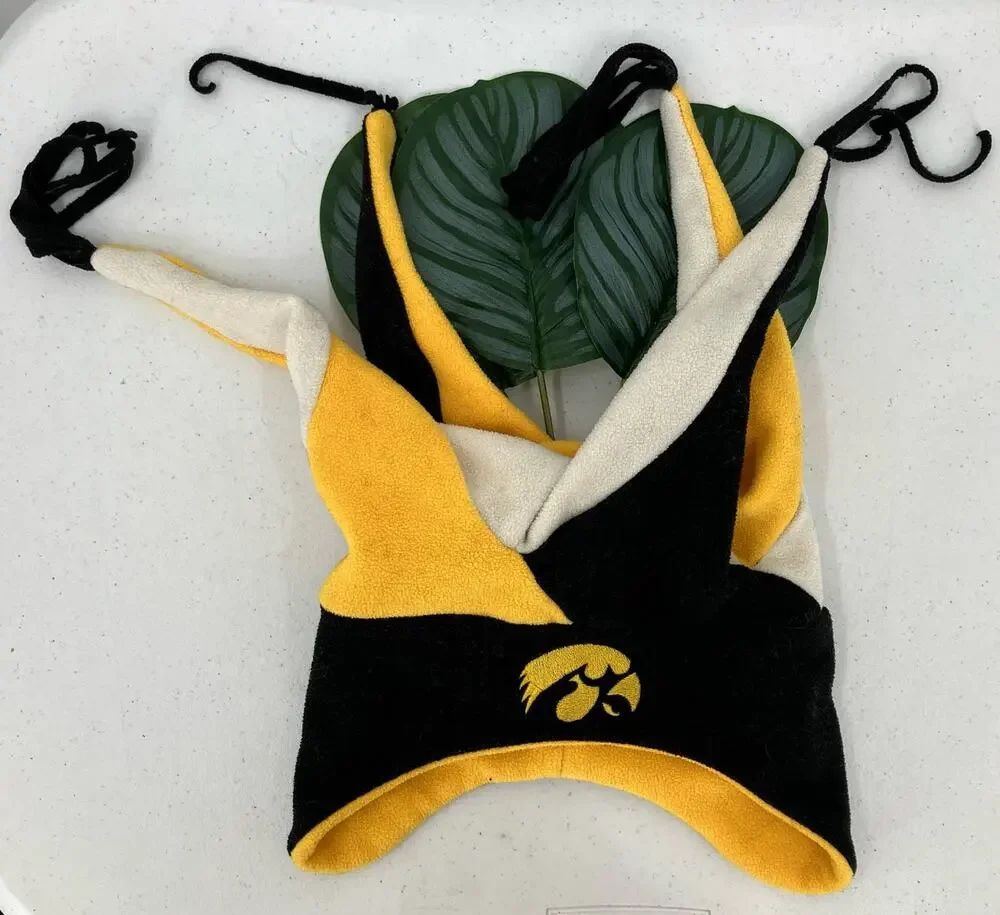 Fan Favorite Iowa Hawkeye University Yellow Black White Embroidered Jester Hat